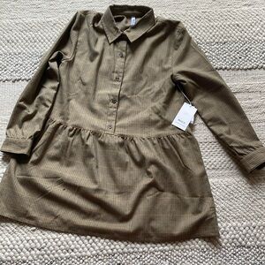 RVCA Brown Plaid Long Sleeve Dress